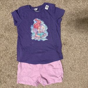 Disney Purple Ariel Graphic Tee with Pink Shorts